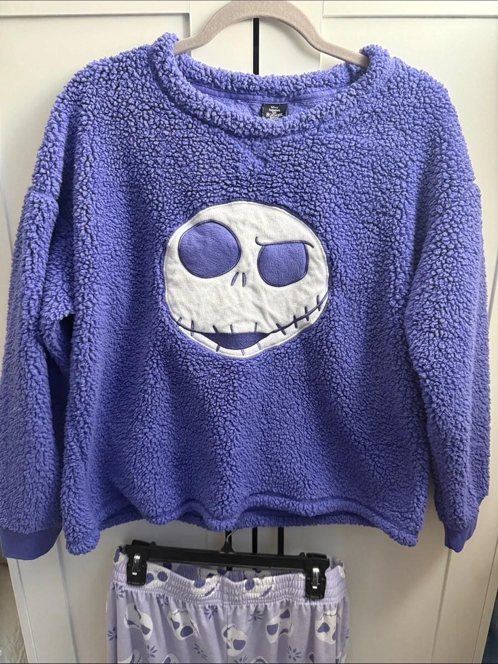 Lavender Jack Skeleton Fuzzy Pajama Set